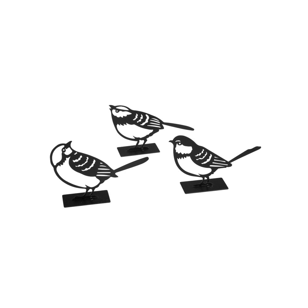 Set Of 3 Black Iron Birds