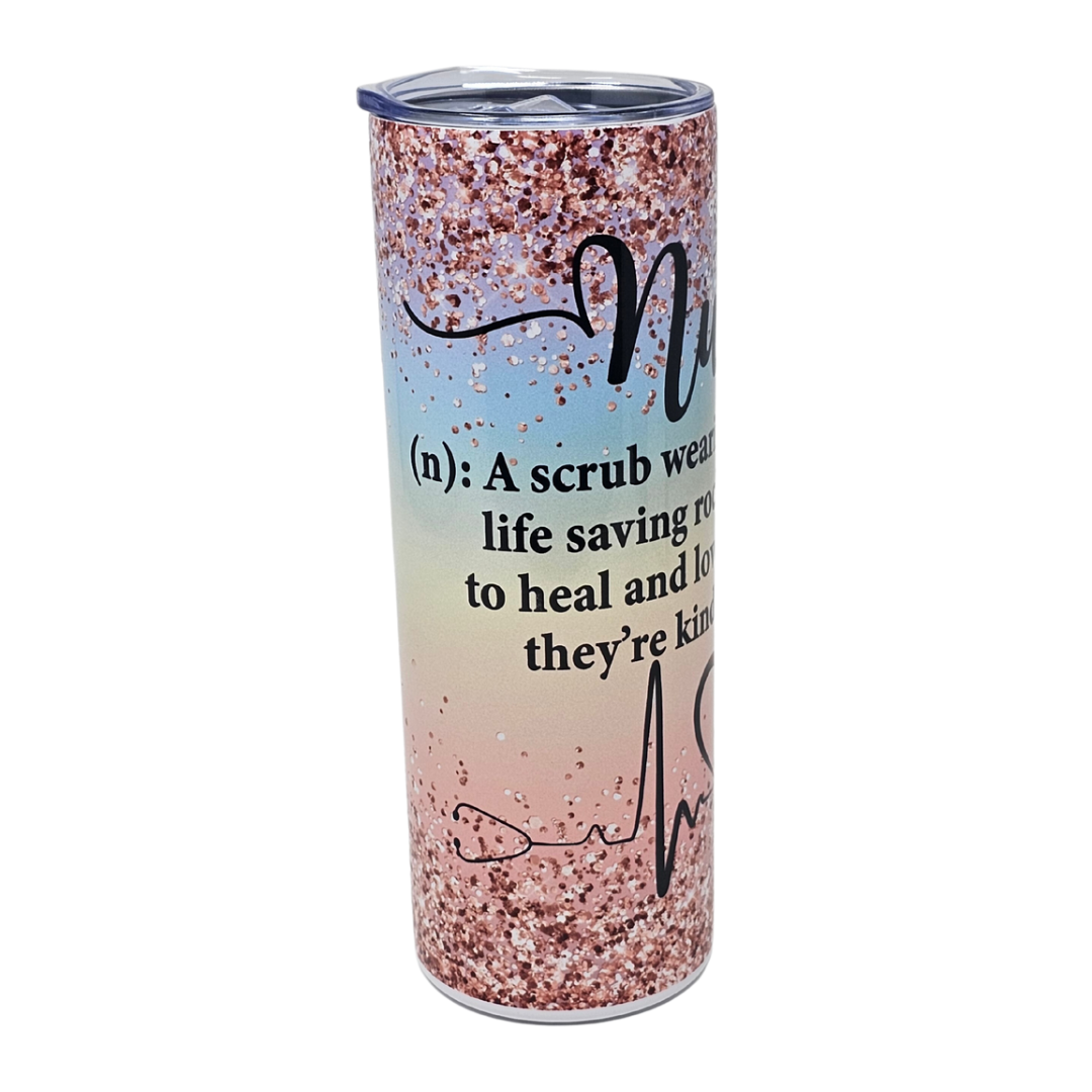 Colourful Sparkly Nurse Insulated Tumbler With Straw