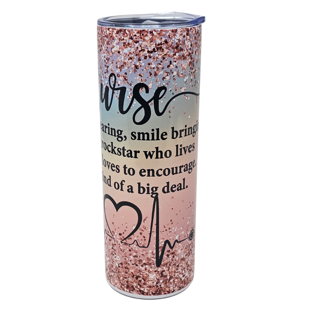 Colourful Sparkly Nurse Insulated Tumbler With Straw