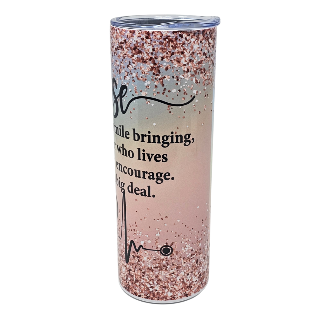 Colourful Sparkly Nurse Insulated Tumbler With Straw