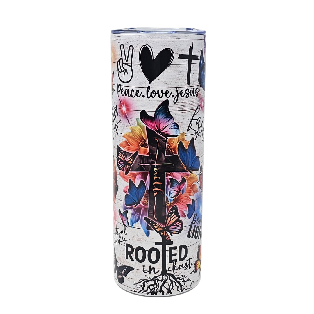 Rooted In Christ Insulated Tumbler With Straw