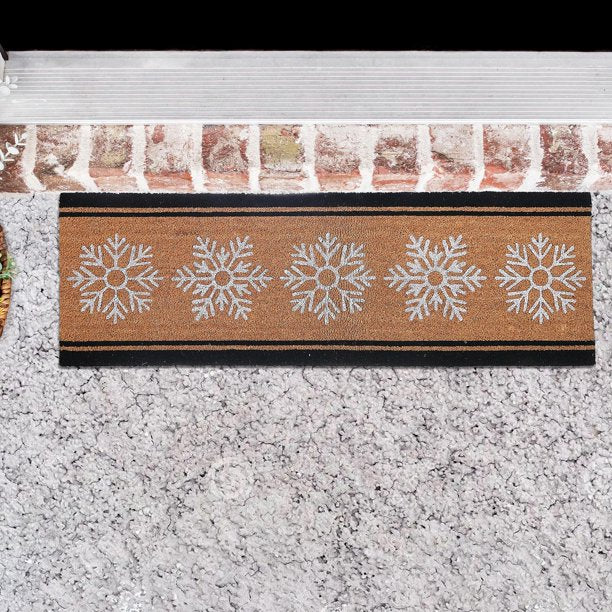 Coir Door Mat (Snowflakes) (16x48")