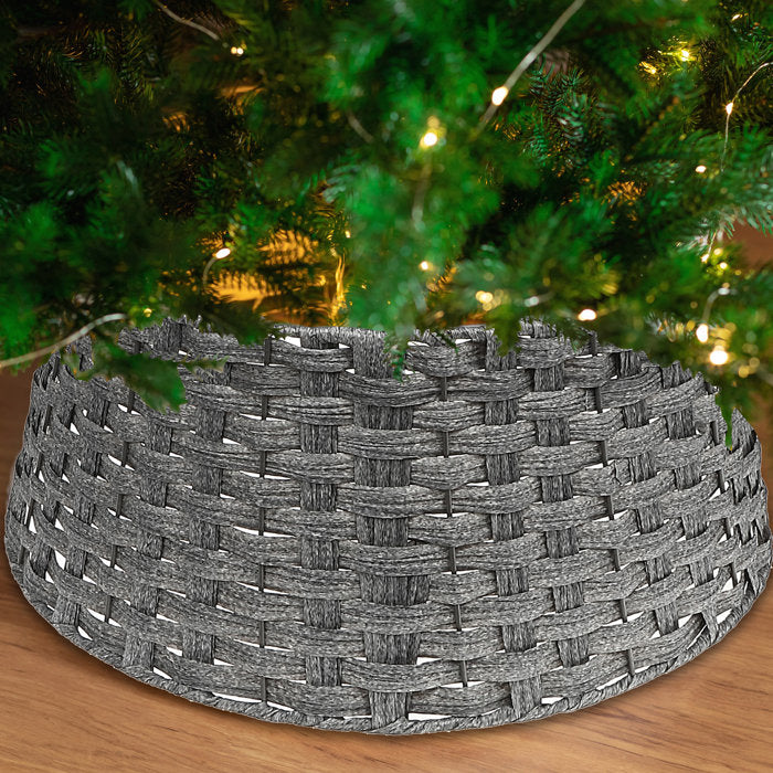 Basketweave Tree Collars Available in Red and Grey