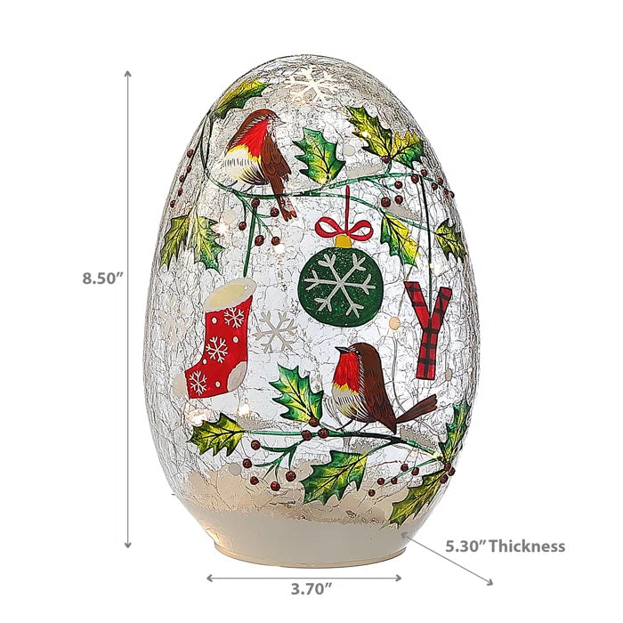 LED Crackled Glass Orb Decor (Joy)