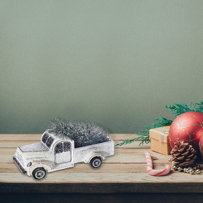 Wooden White Truck With Tree