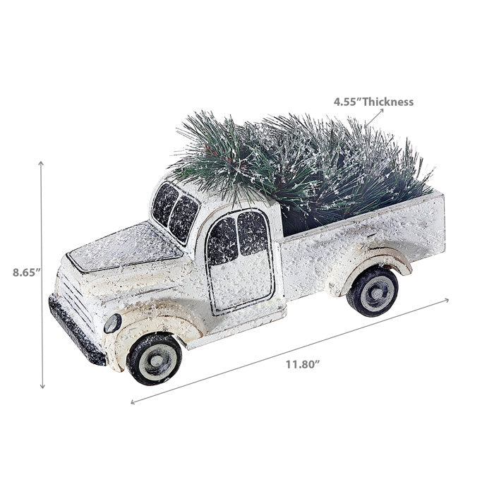 Wooden White Truck With Tree