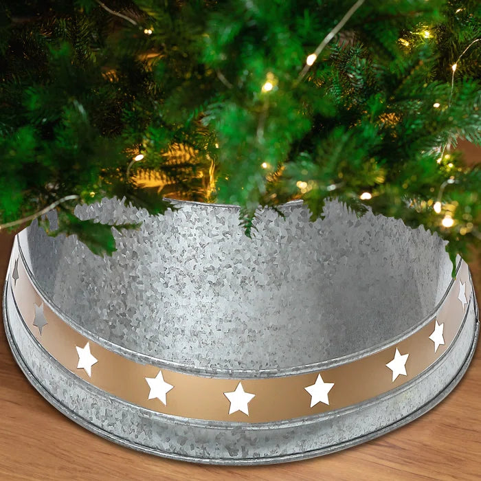 Galvanized Metal Tree Collar With Stars