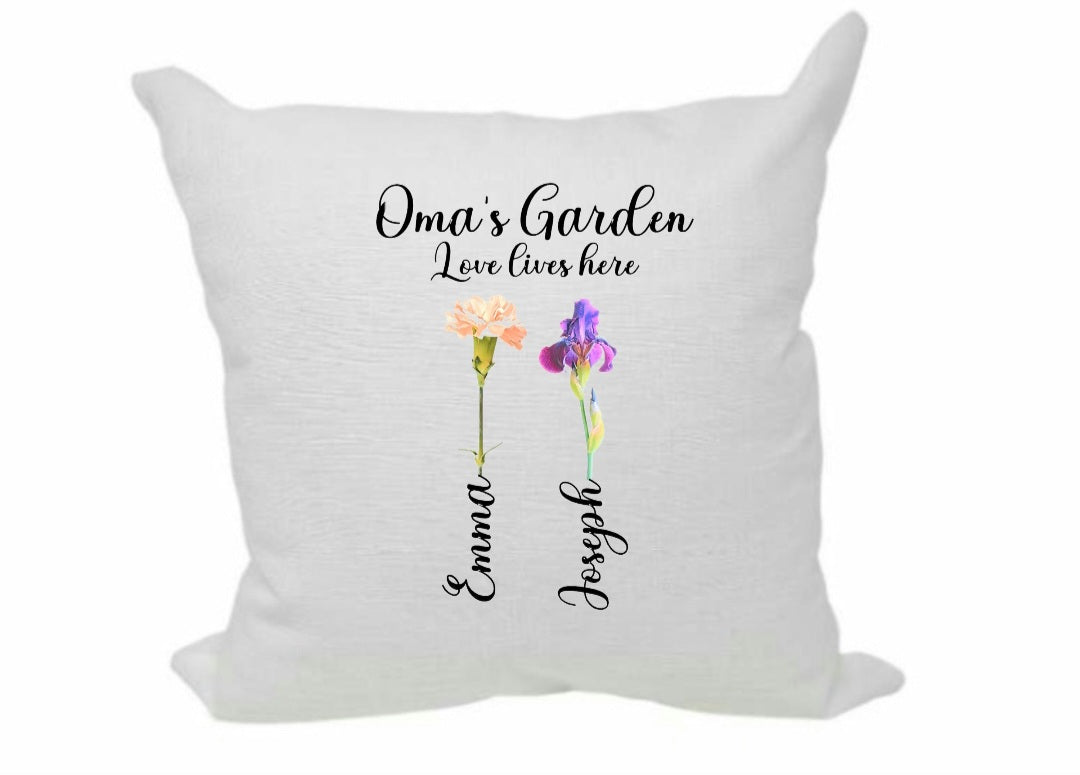 Custom Grandma's Garden Birth Flower Pillow