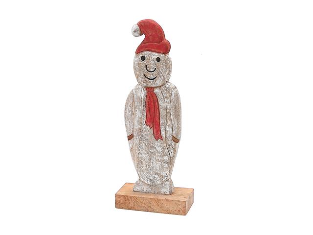 Mango Wood Snowman On Base