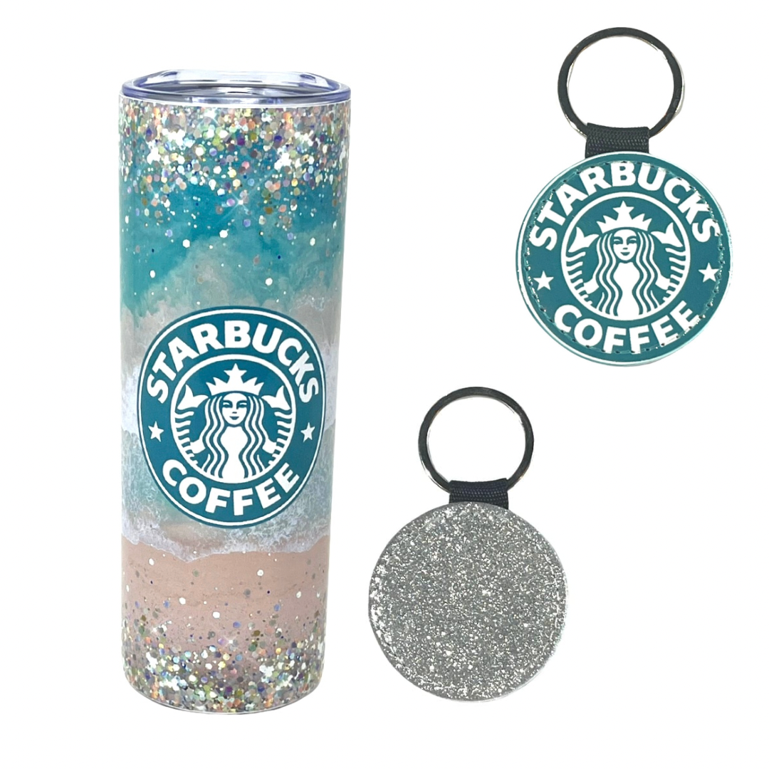 Starbucks Inspired Confetti Tumbler Keychain New