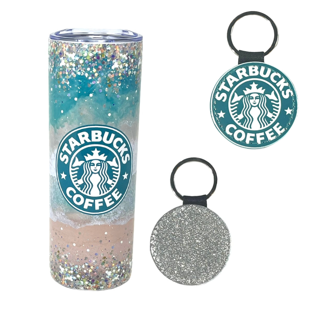 Beach Themed Starbucks Confetti Tumbler With Keychain Set