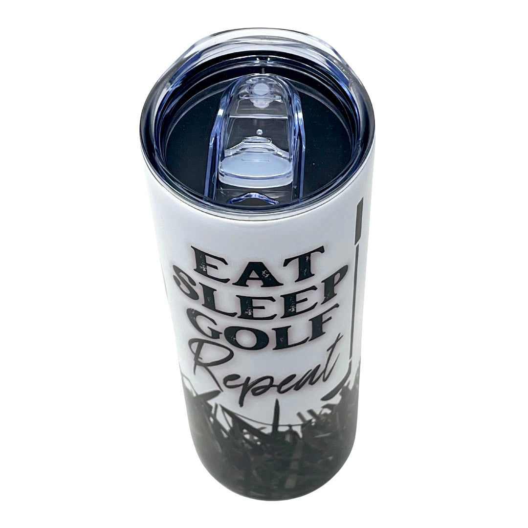 Eat Sleep Golf Repeat Stainless Steel Tumbler With Straw