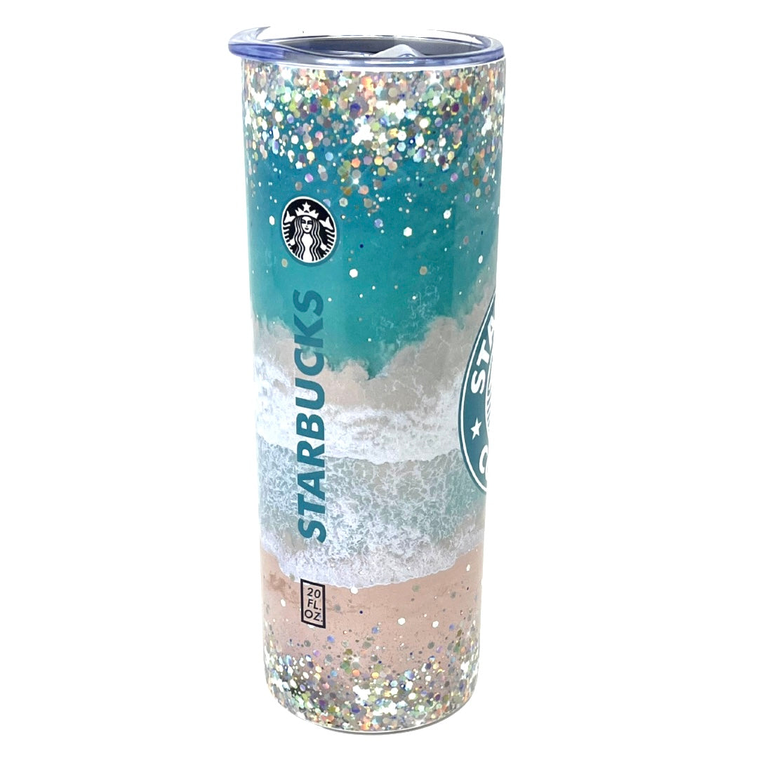 Beach Themed Starbucks Confetti Tumbler With Keychain Set