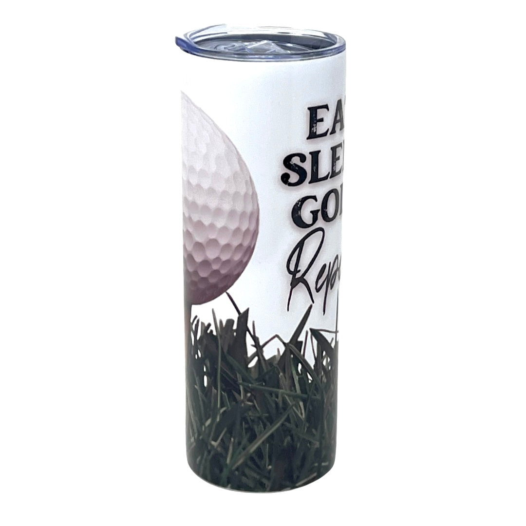 Eat Sleep Golf Repeat Stainless Steel Tumbler With Straw