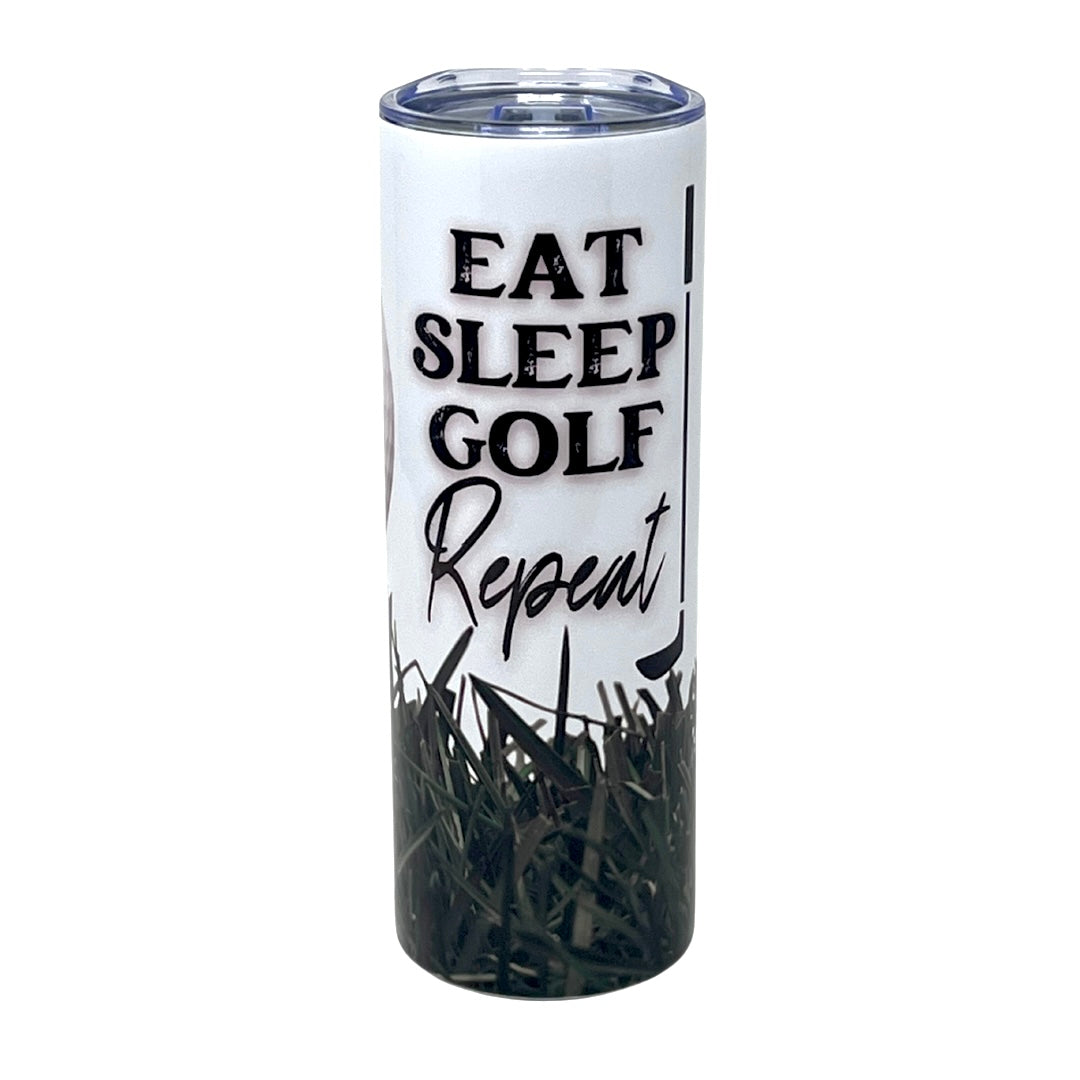 Eat Sleep Golf Repeat Stainless Steel Tumbler With Straw