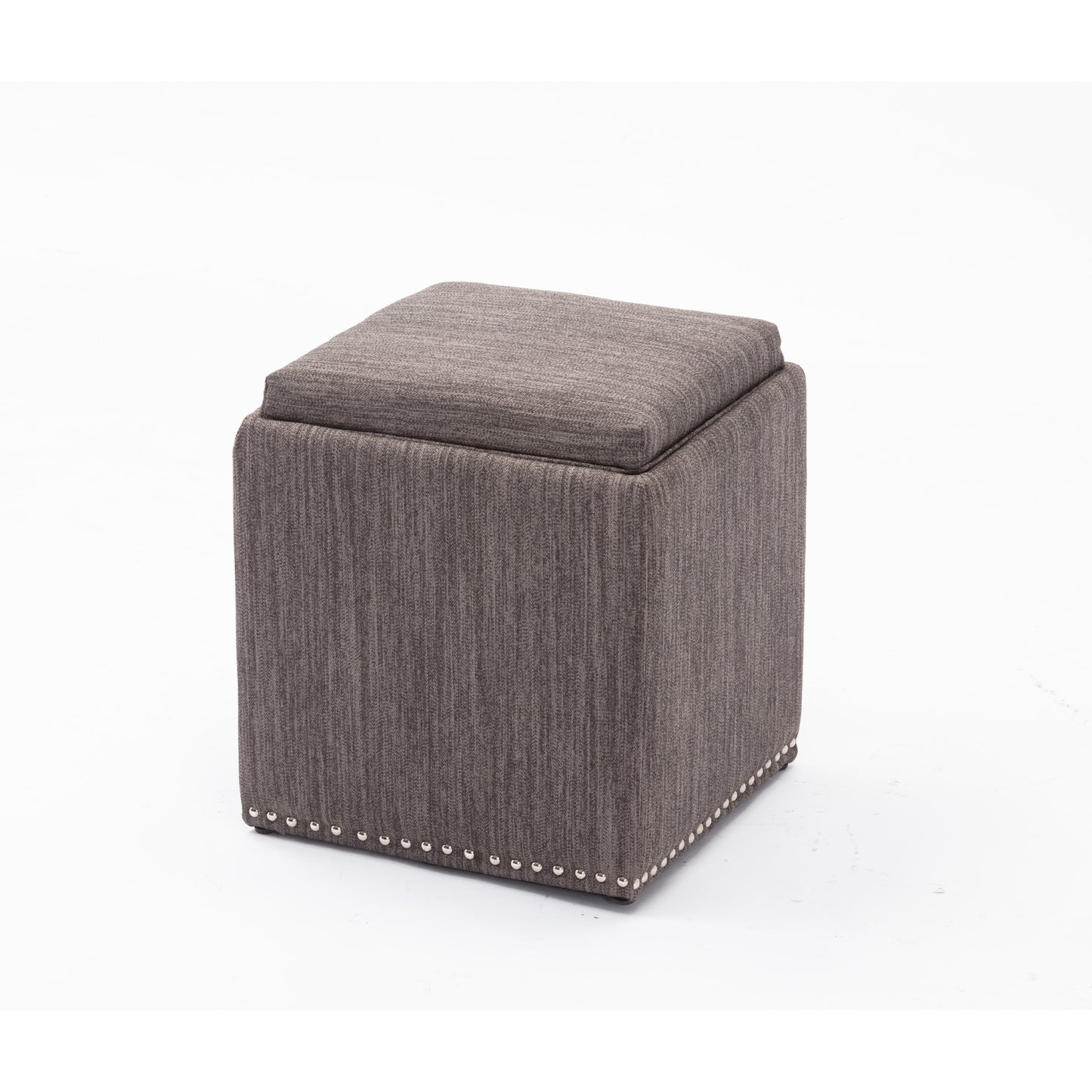 Chase Fabric Ottoman With Flip Tray Lid (Charcoal Gray)