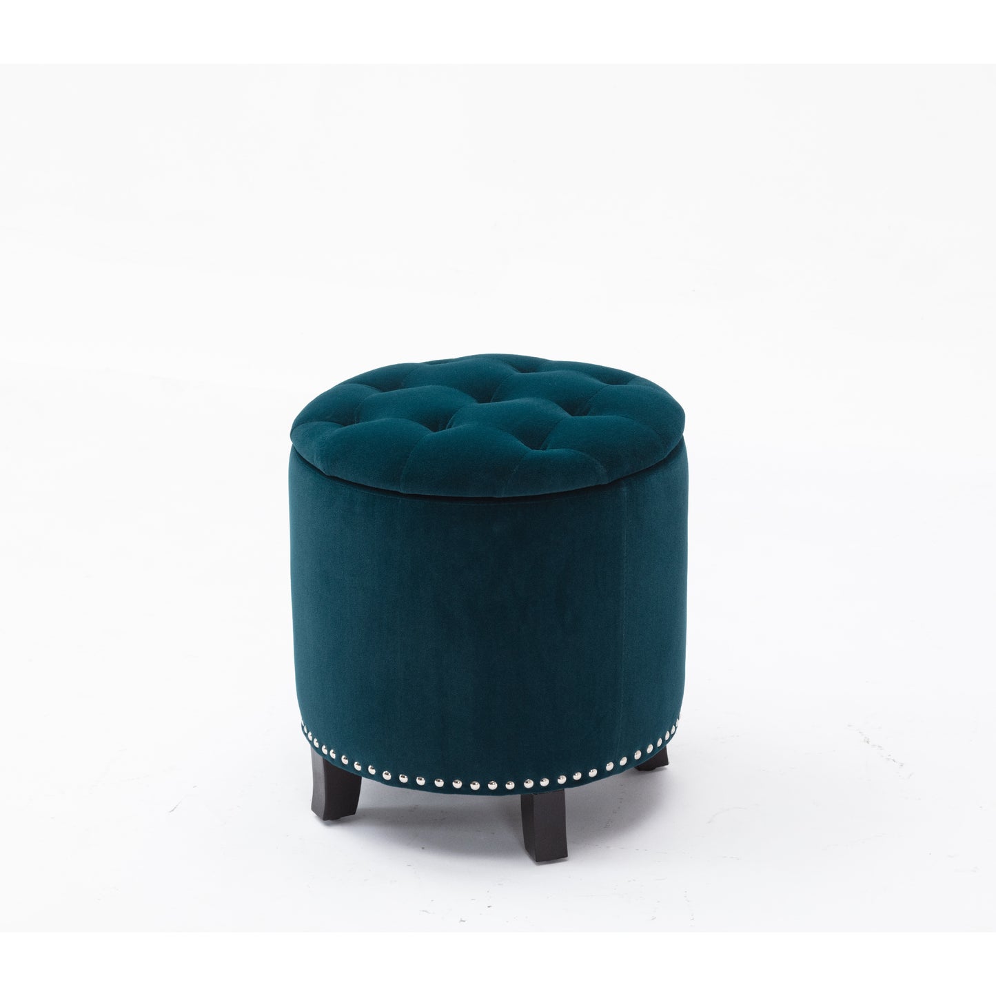 Denver Round Fabric Storage Ottoman (Green)