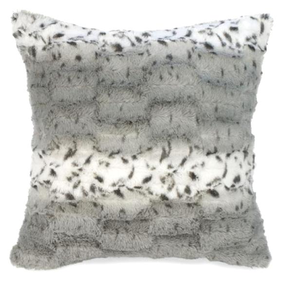 Grey & White Faux Fur Cushion