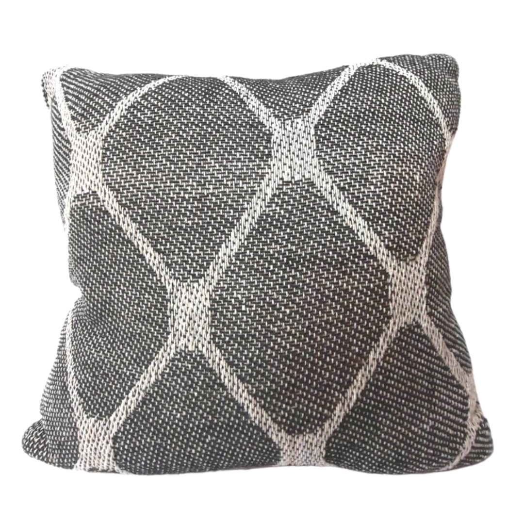 Black Cream Cotton Design Cushion