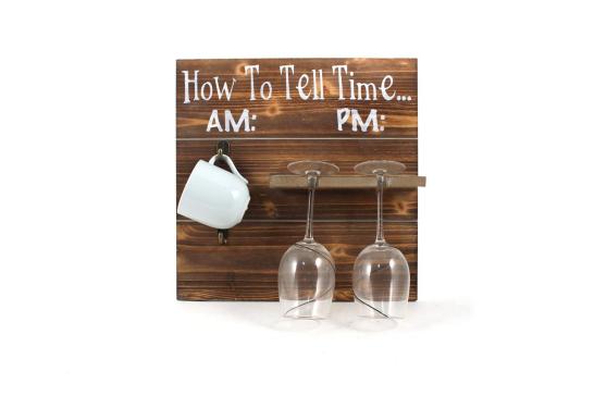 Wooden Wine Glass & Coffee Mug Holder