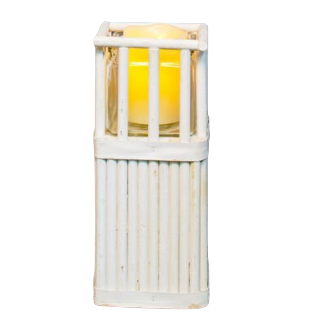 Rattan Pedestal Candle Holder