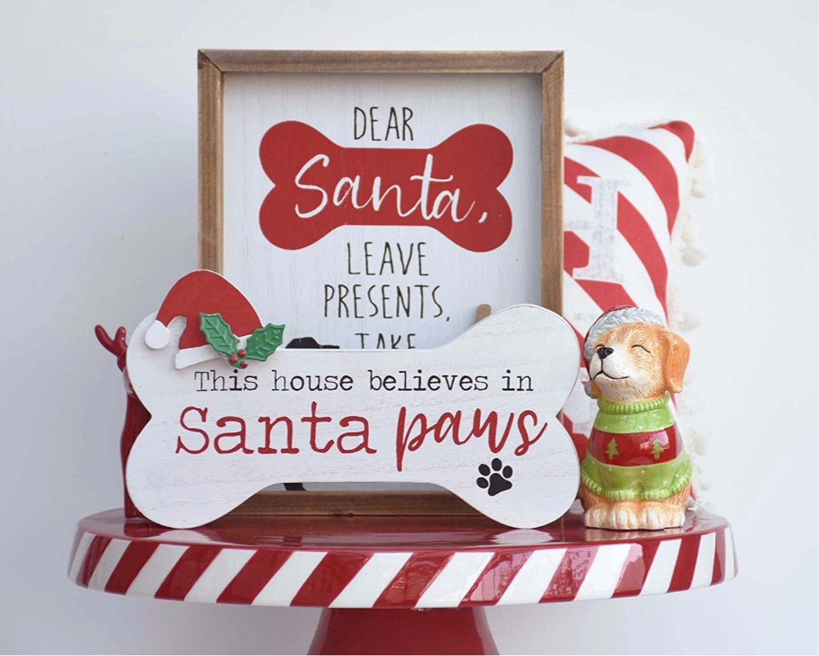Santa Paws Wooden Bone