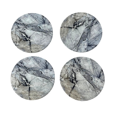 Dark Finish Marble Round Coasters - Set of 4