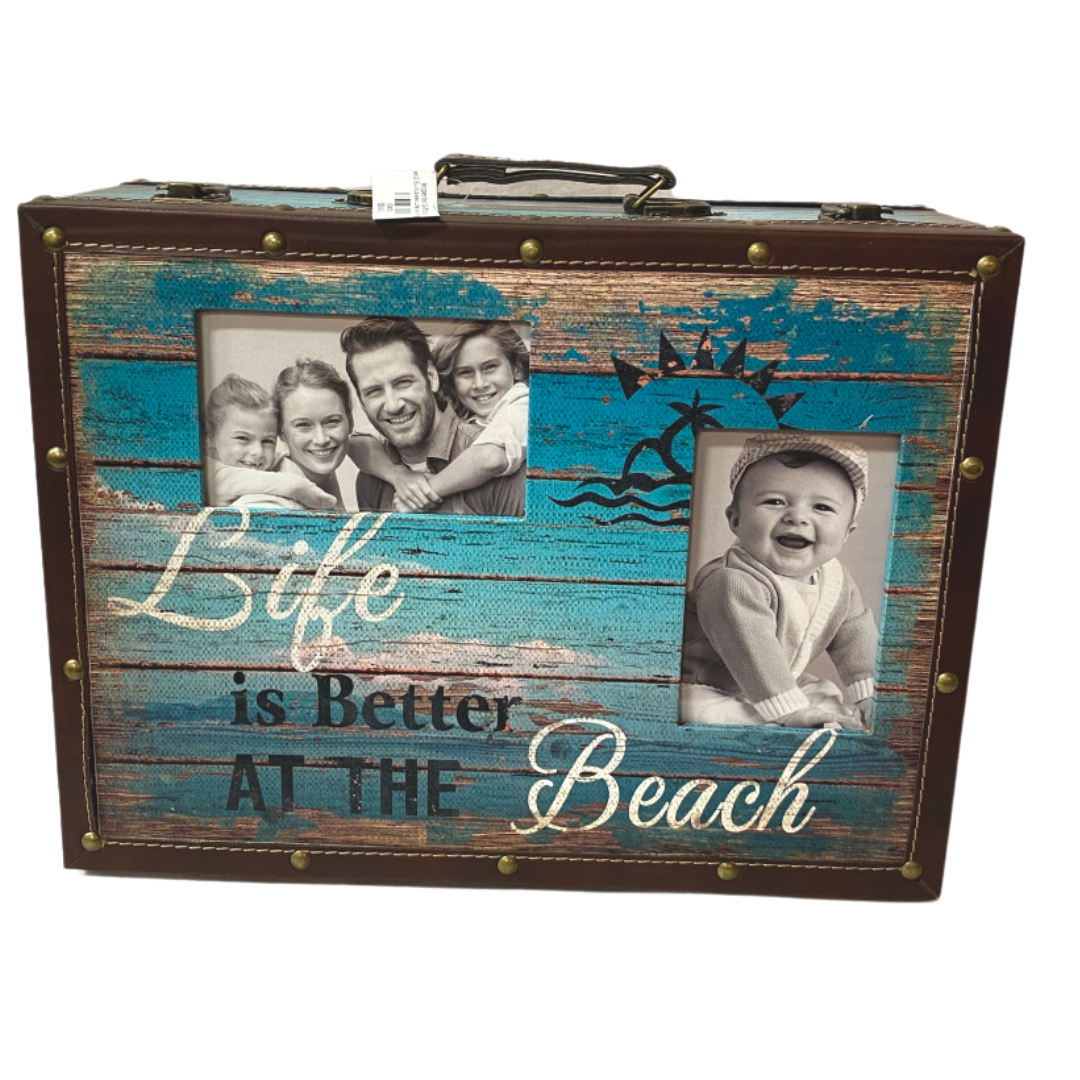 Life Is Better At The Beach Suitcase Storage Box With Picture Frames - Available in 2 Sizes