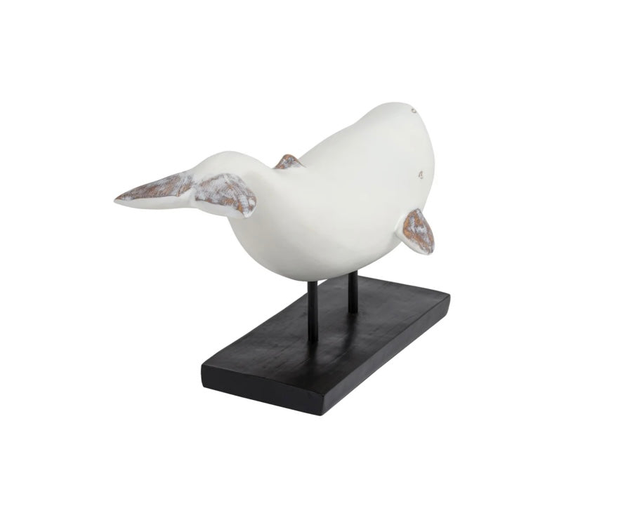 Whale Resin Decor Statue - White