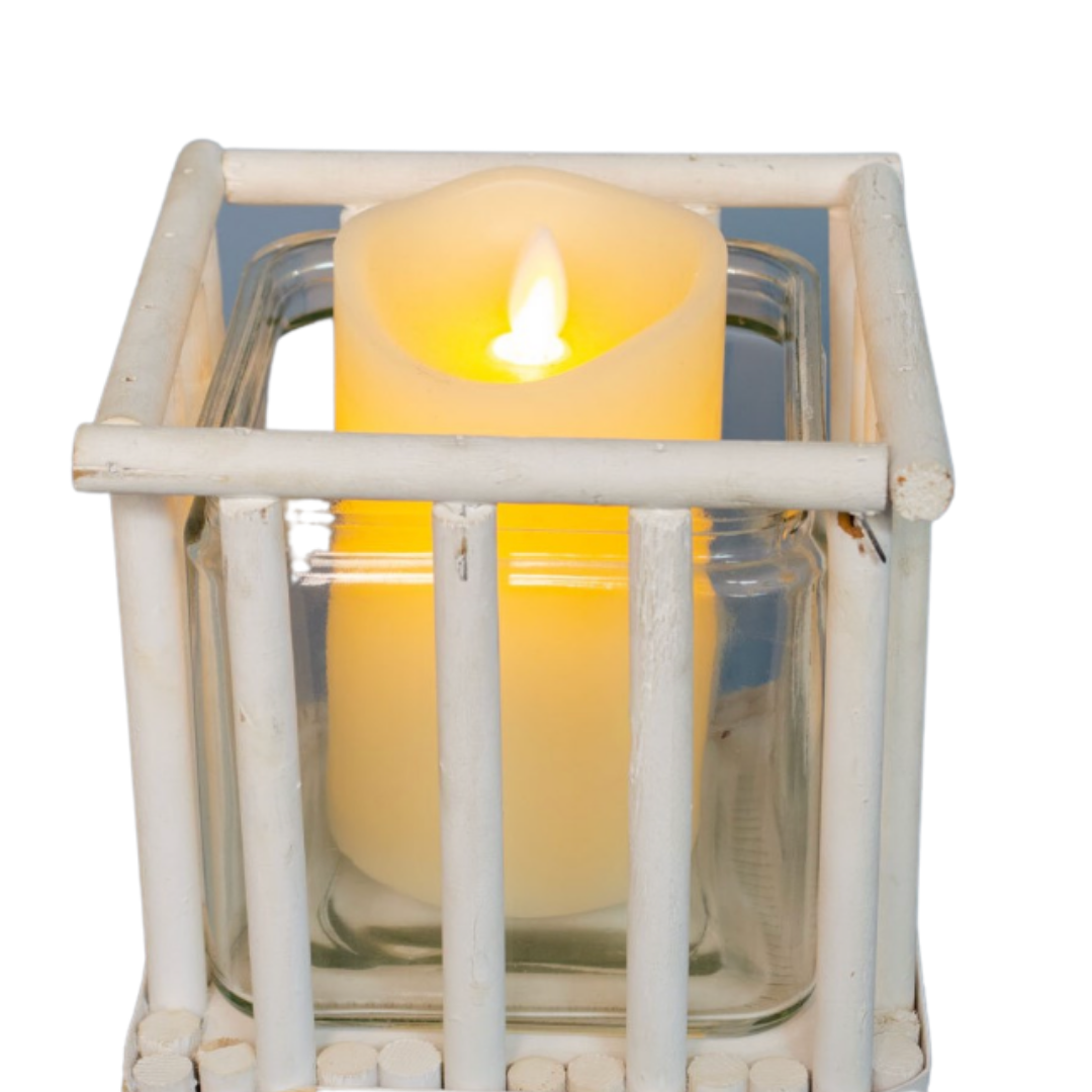 Rattan Pedestal Candle Holder