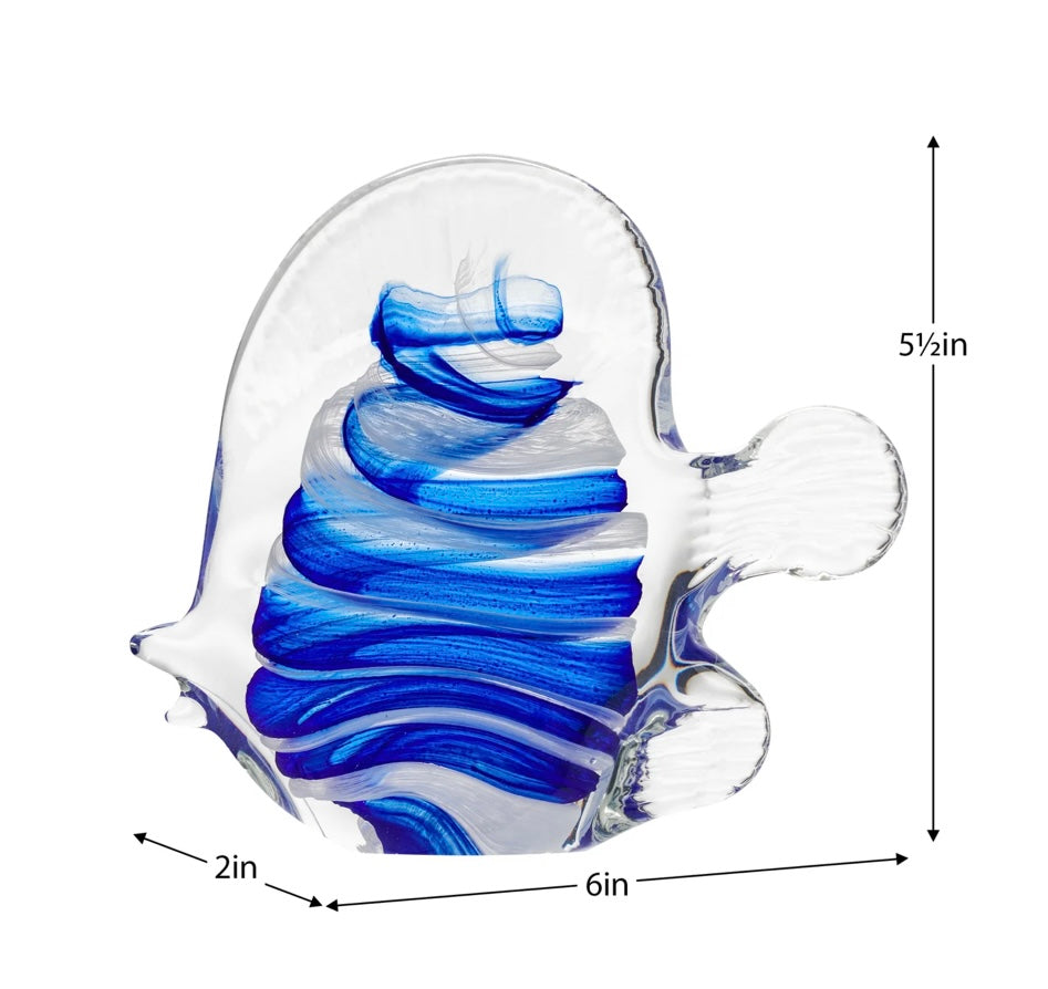 Fish Glass Paperweight Decor - Blue Stripe Butterflyfish