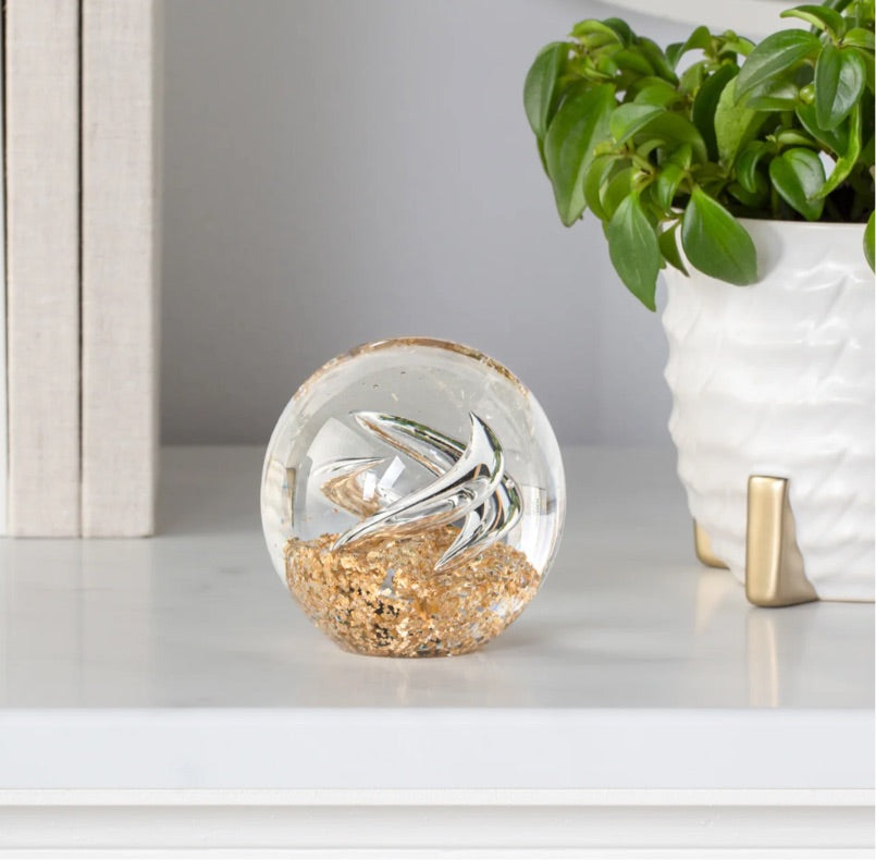 Glitter Glass Ball 3" Paperweight Decor - Swirl