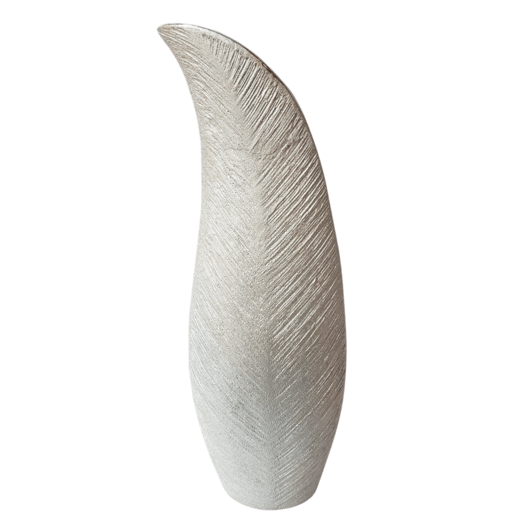 Silver Ceramic Leaf Vase