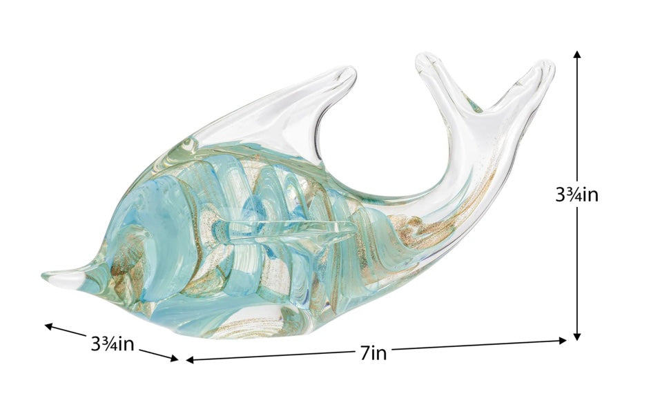 Fish Glass Paperweight Decor - Light Blue Porpoise