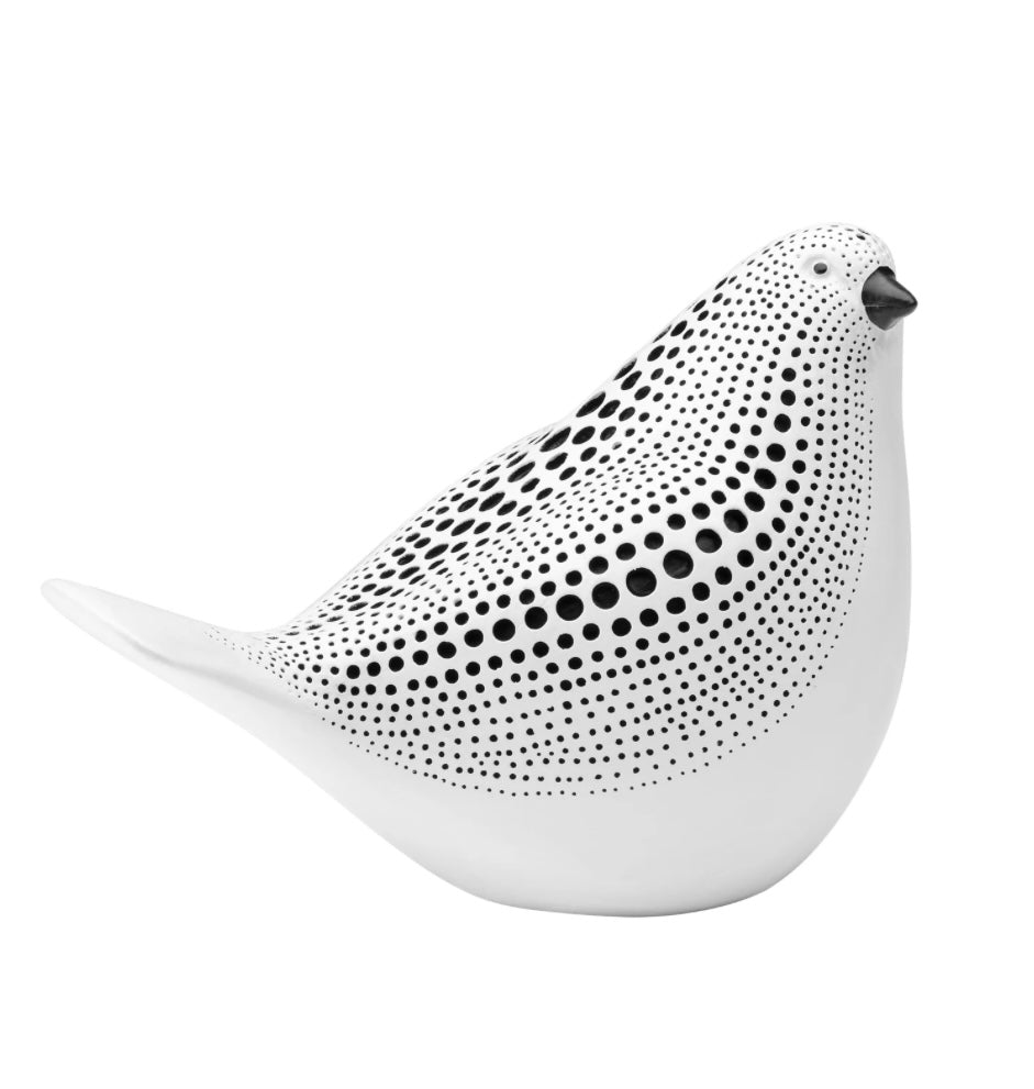 Debossed Dotted Sitting Bird - White