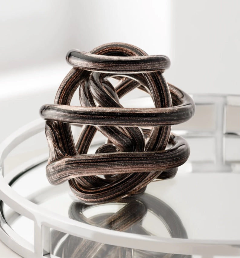 Orbit Glass Knot Decor Ball - Gold Metallic Black - Available in 2 Sizes