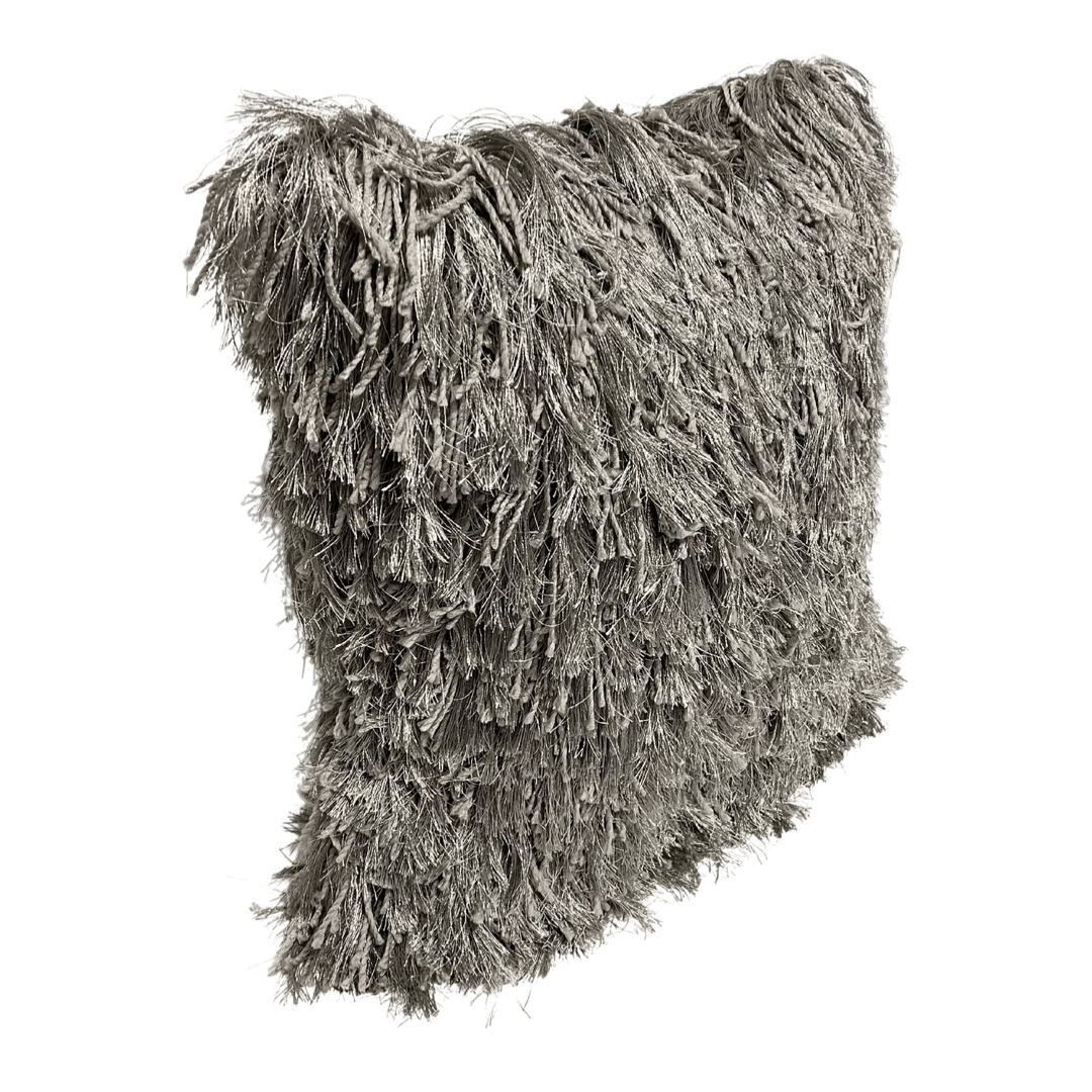 Buy Furry Decorative Cushion Metallic Silver