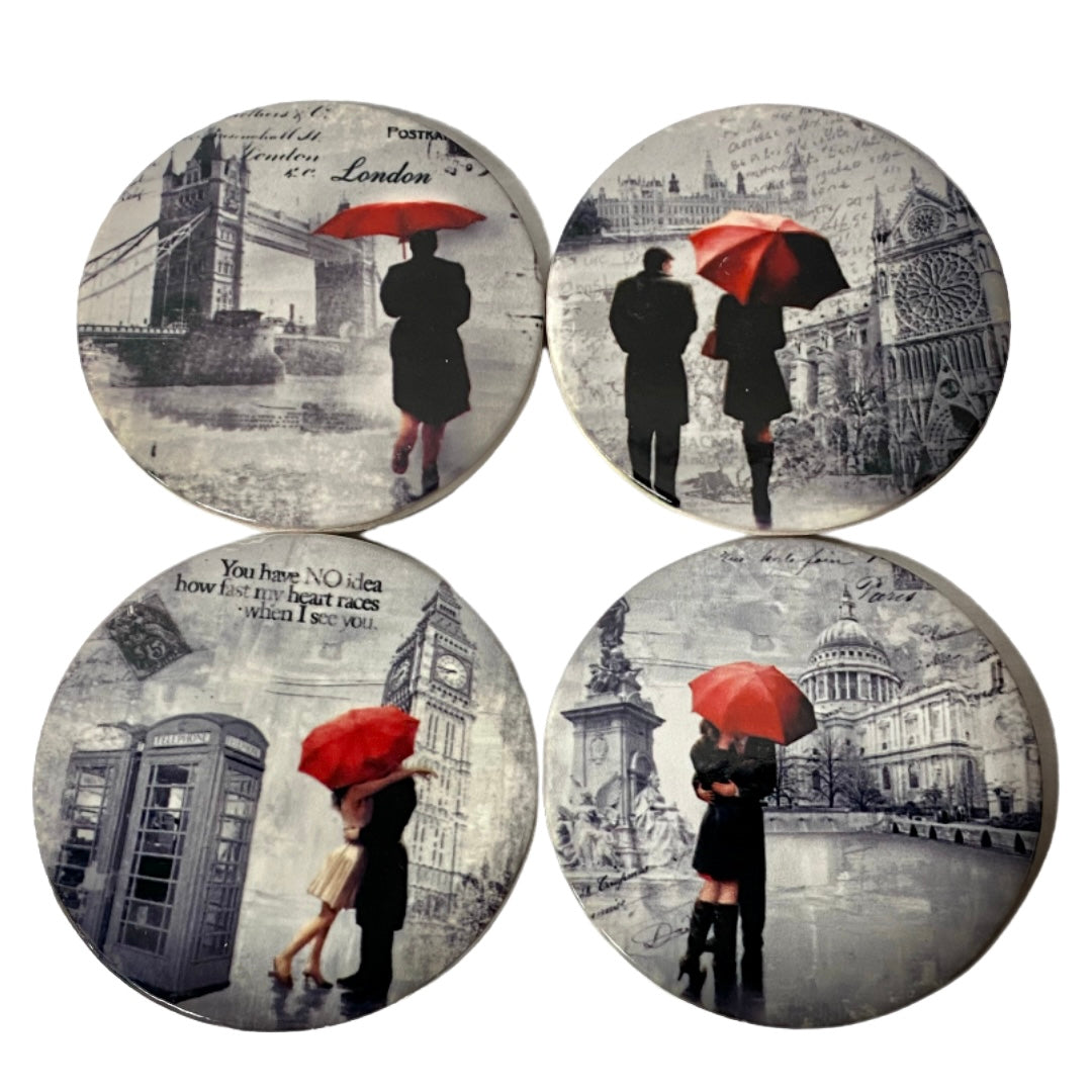 Red Umbrella Coaster Set