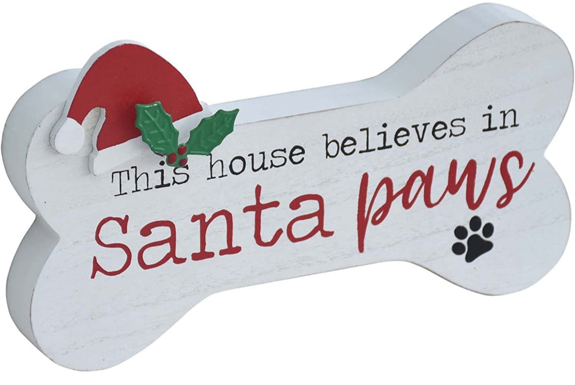 Santa Paws Wooden Bone