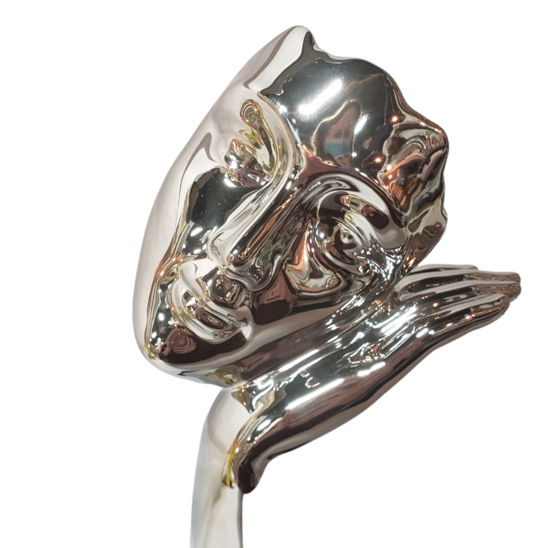 Silver Resting Face On Black Base