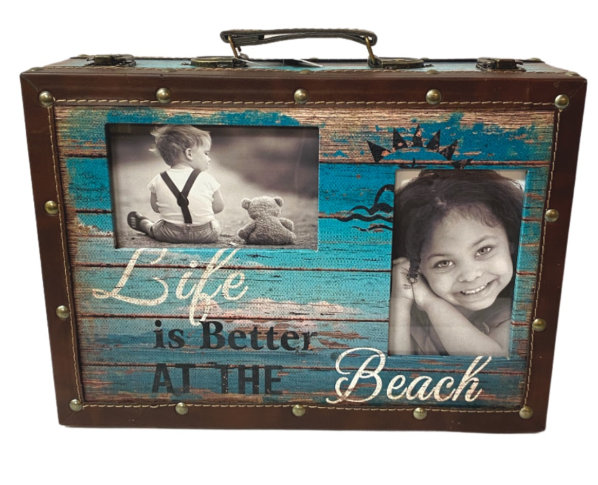 Life Is Better At The Beach Suitcase Storage Box With Picture Frames - Available in 2 Sizes