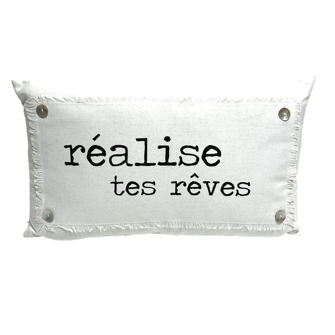English & French Rectangular Inspirational Pillows - Available in 2 Styles