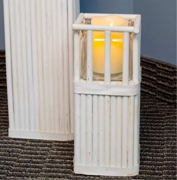 Rattan Pedestal Candle Holder
