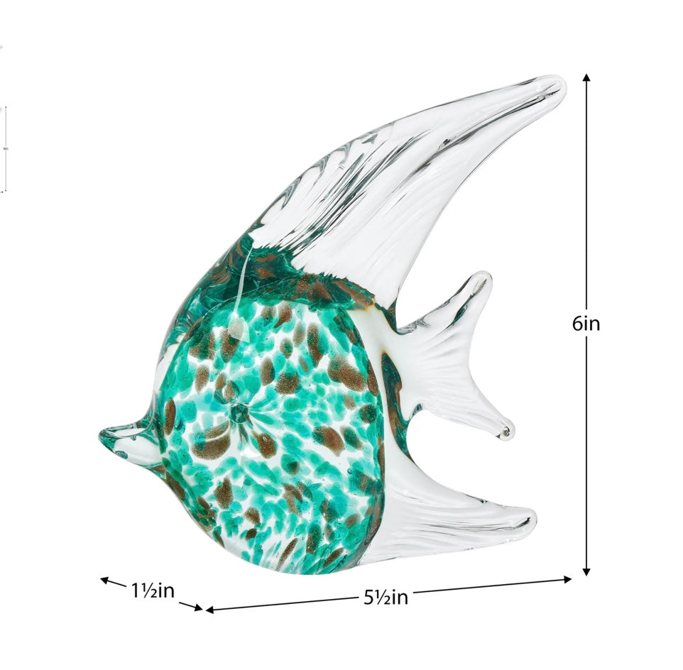 Fish Glass Paperweight Decor - Gold Speckled Angelfish