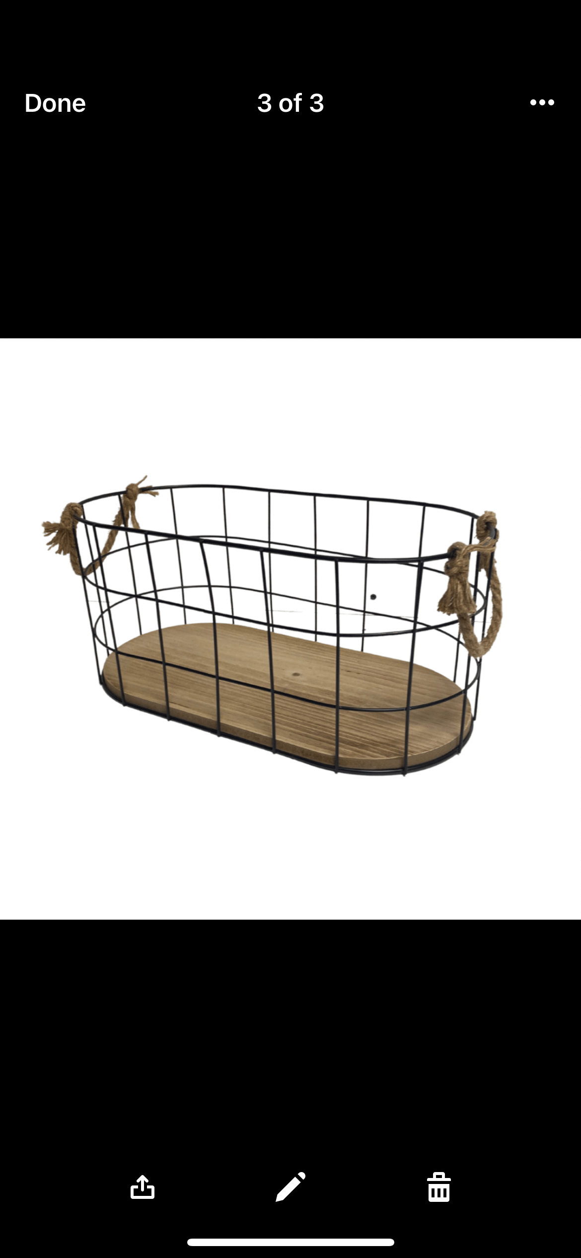 Metal Grid Wire Baskets With Wood Base - Available in 2 Sizes