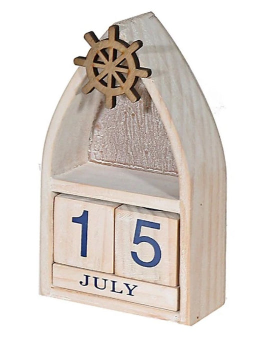 Boat With Ship Wheel And Calender