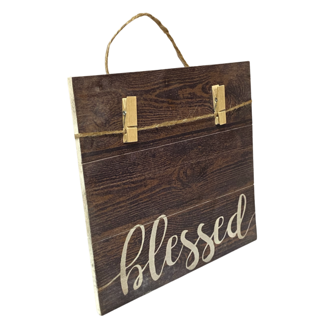 Blessed Wooden Wall Plaque With Clothes Pins
