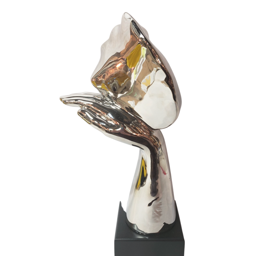 Silver Resting Face On Black Base