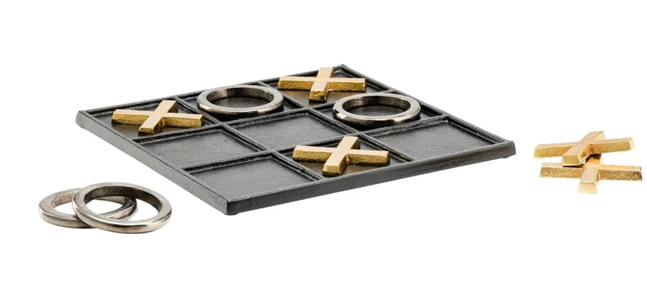 Tic Tac Toe 9x9" Aluminum Decor Game - Black