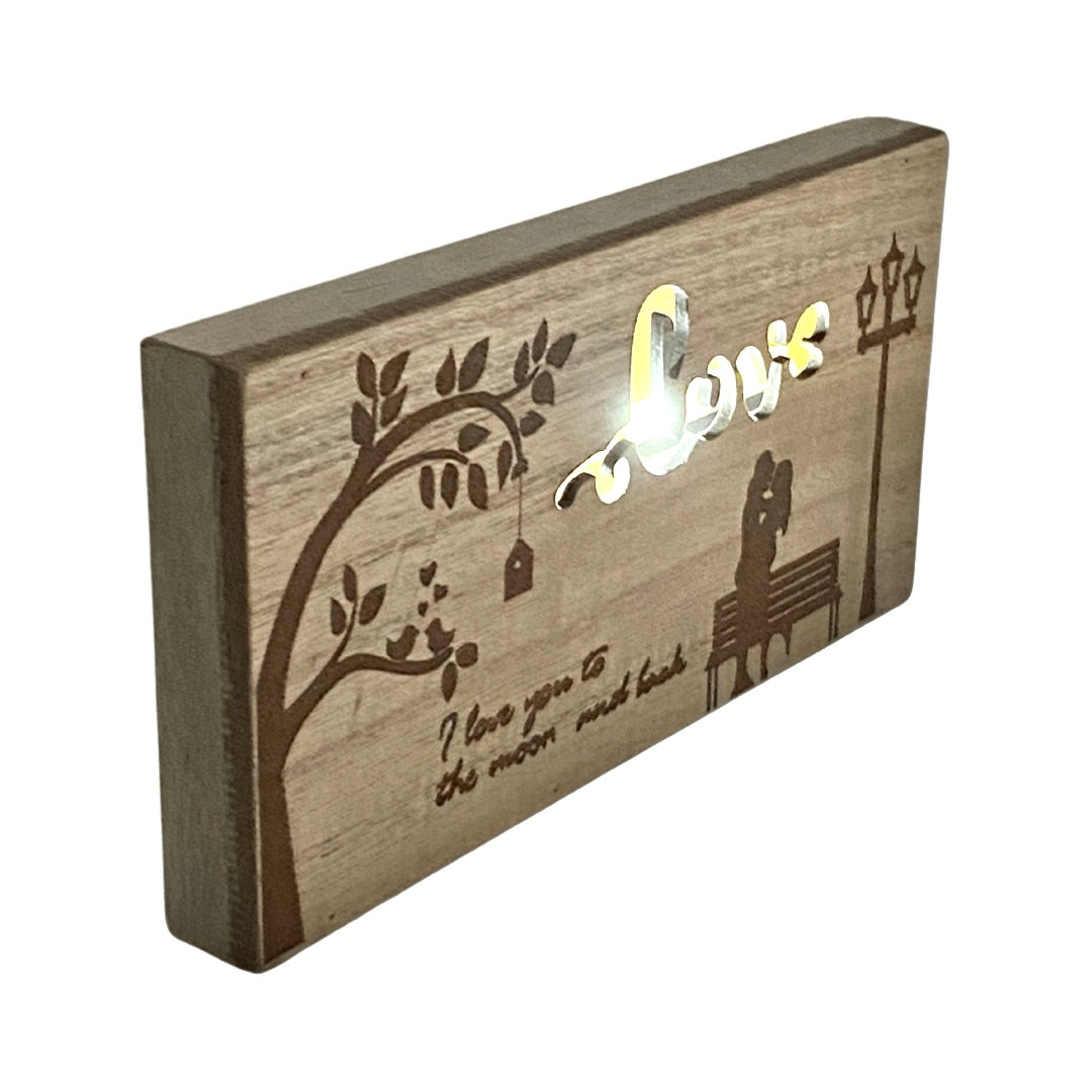 Natural LED Love Wall Plaque